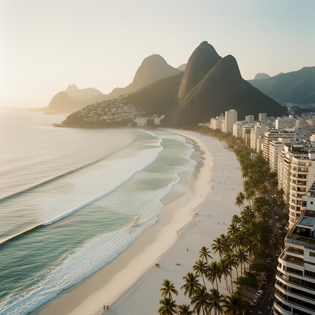 Ipanema beach at golden hour, Rio de Janeiro